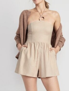 Old Navy Linen Blend Romper Size S/M NWT